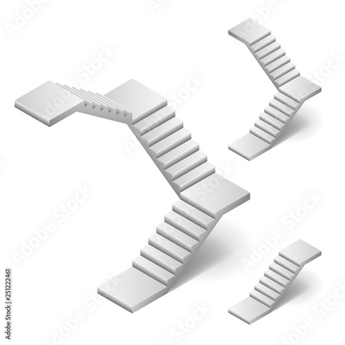 Fototapeta Isometric staircase isolated on white vector illustration