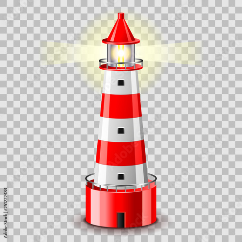Lighthouse building isolated on grey vector illustration