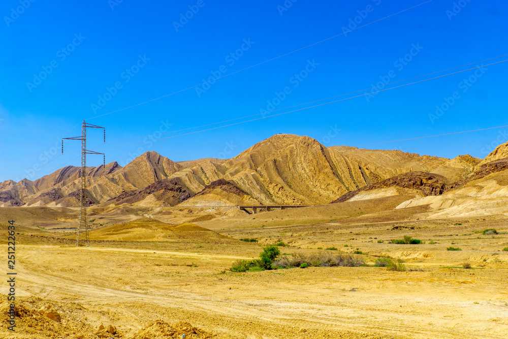 Landscape and railroad in the Negev desert