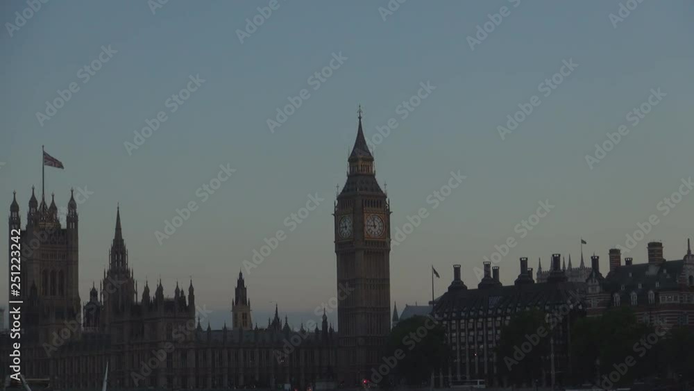 London City Image with Westminster Palace and Big Ben Tower Silhouette in Dark London City Image with Westminster Palace and Big Ben Tower Silhouette in Dark