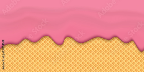 Creative vector illustration of yogurt creamy liquid drips, cream melt milk splash flowing seamless wide background with transparent. Art design sweet dessert flow layers. Abstract concept element