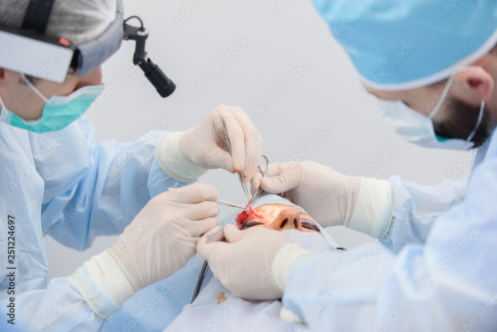 Blepharoplasty, plastic surgery operation for correcting defects, deformities, and disfigurations of the eyelids, and for aesthetically modifying the eye region of the face. in medical clinic Blepharoplasty, plastic surgery operation for correcting defects, deformities, and disfigurations of the eyelids, and for aesthetically modifying the eye region of the face. in medical clinic