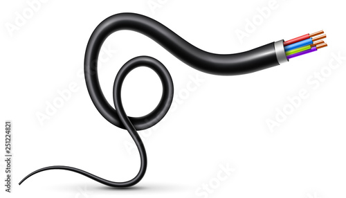 Creative vector illustration of flexible electric copper wires, network curved power cable isolated on transparent background. Art design electronics and connection. Abstract concept graphic element