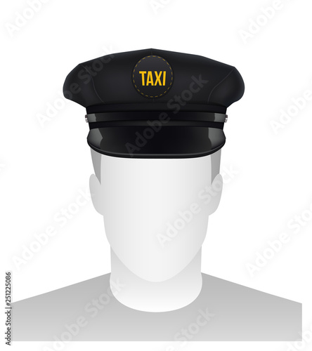 Creative vector illustration of taxi driver cap with visor isolated on transparent background. Art design template. Abstract concept graphic element