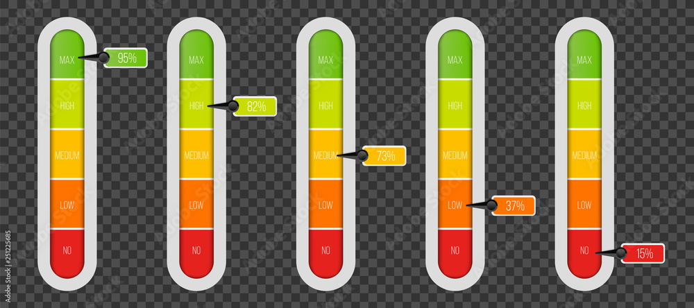 Creative vector illustration of level indicator meter with percentage units isolated on transparent background. Art design progress bar template. Abstract concept graphic slider infographic element Creative vector illustration of level indicator meter with percentage units isolated on transparent background. Art design progress bar template. Abstract concept graphic slider infographic element