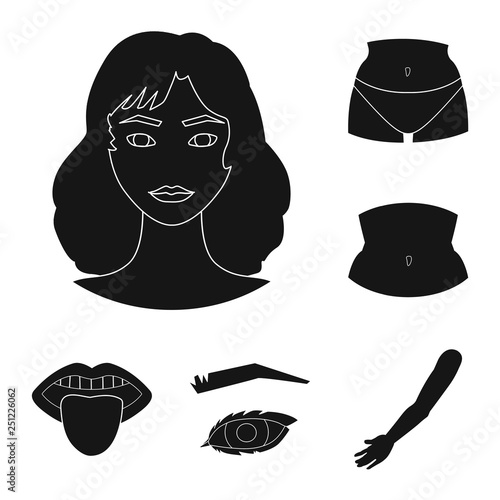 Vector illustration of body and part icon. Set of body and anatomy stock vector illustration.