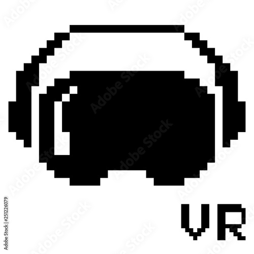 Icon vector of pixel virtual reality glasses for games and applications. VR Headset. 8 bit. 