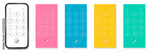 Creative vector illustration of phone dial, keypad with numbers isolated on transparent background. Art design smartphone touchscreen device. Abstract concept graphic user interface element photo