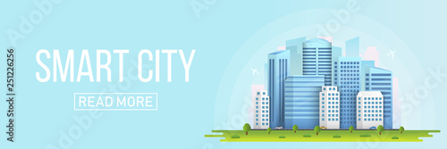 Creative vector illustration of smart city urban landscape isolated on transparent background. Art design social media communication internet network. Abstract concept buildings, skyscrapers element