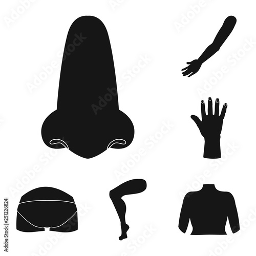 Isolated object of body and part logo. Set of body and anatomy stock vector illustration.