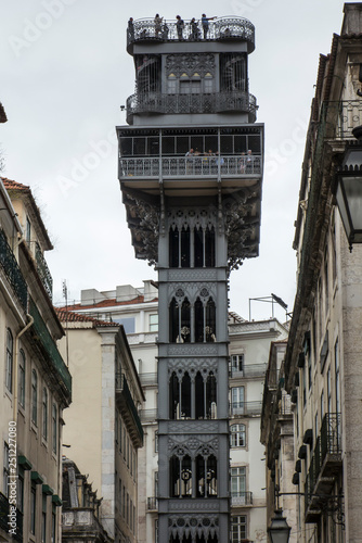 Lisbon, Portugal, 10 June 2018: The Santa Justa Lift as one of the tourist attractions of Lisbon