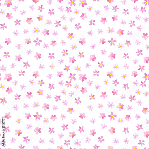 Seamless floral pattern on a white background.Pink cherry, plum ,pear ,apple blossom. Spring and summer watercolor illustration.Scrapbooking, handmade hobby paper sheet.