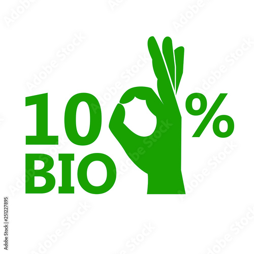 100 % bio vector icon. Hundred percent natural flat illustration.