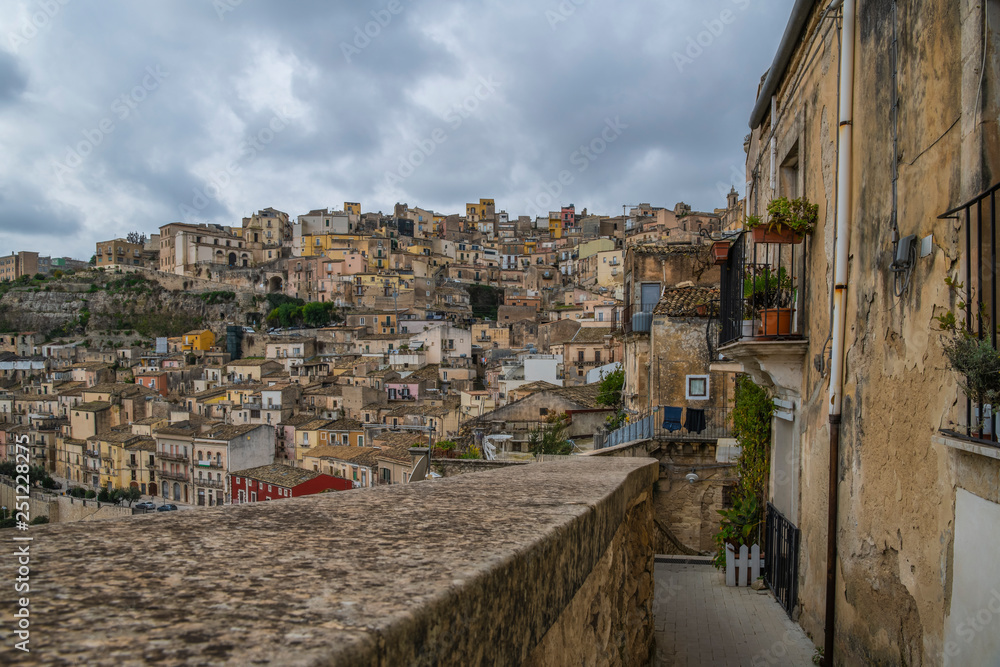 Cityscape of the old sicilian town Ragusa in Sicily, Italy