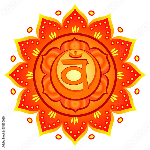 Circle mandala pattern. Swadhisthana chakra vector illustration.