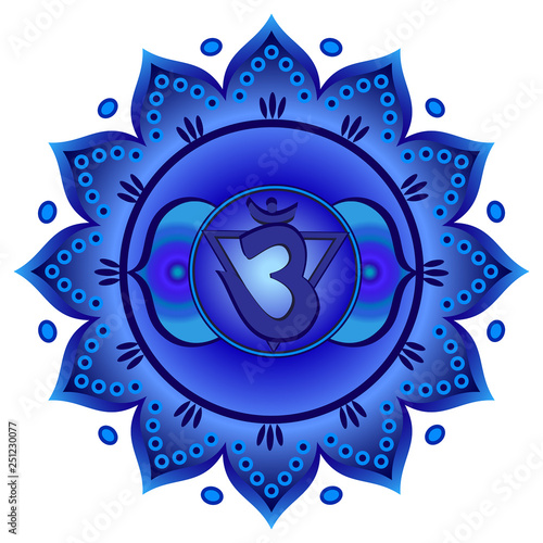 Circle mandala pattern. Ajna chakra vector illustration.