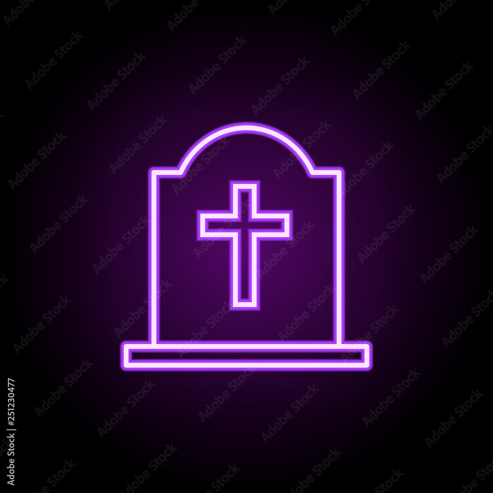 grave with a cross outline icon. Elements of religion in neon style icons. Simple icon for websites, web design, mobile app, info graphics grave with a cross outline icon. Elements of religion in neon style icons. Simple icon for websites, web design, mobile app, info graphics