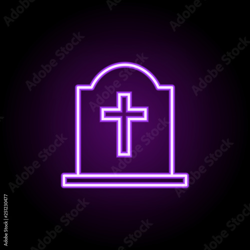 grave with a cross outline icon. Elements of religion in neon style icons. Simple icon for websites, web design, mobile app, info graphics
