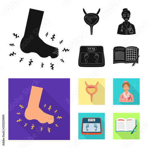 Isolated object of diet and treatment  icon. Collection of diet and medicine vector icon for stock.