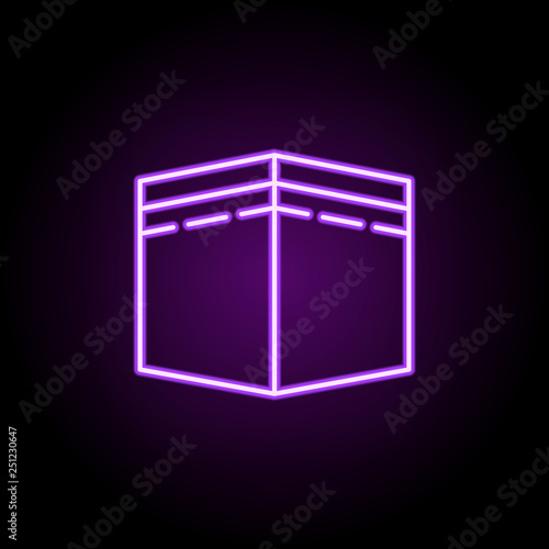 Kaaba outline icon. Elements of religion in neon style icons. Simple icon for websites, web design, mobile app, info graphics