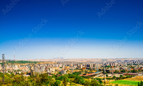 Panoramic view over Yerevan City, view with majestic Ararat mountain, Armenia © streetflash