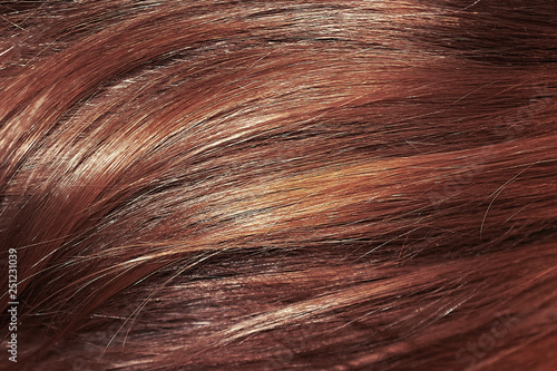 Henna hair as background, texture. One of the popular shades of hair coloring