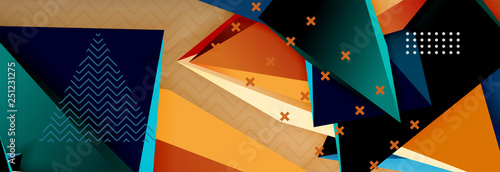 3d triangular shapes geometric background. Origami style pattern with triange shapes for decorative design. Poster design. Line design. Modern presentation template