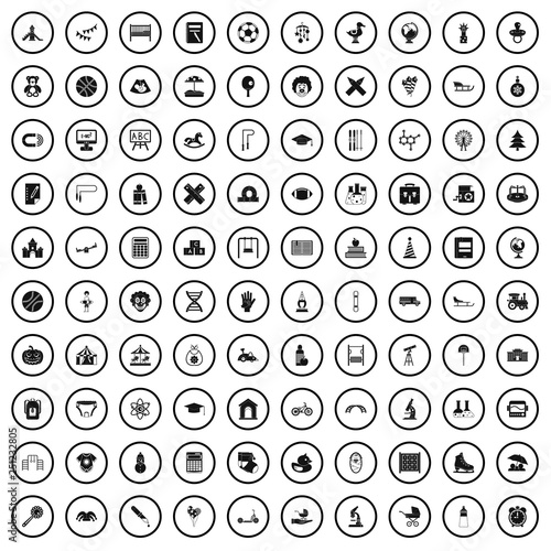 100 kids icons set in simple style for any design vector illustration