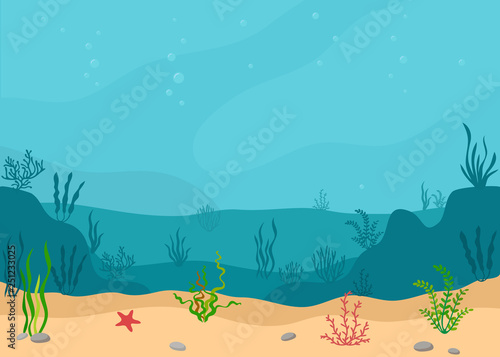 Stampa su tela Underwater landscape with seaweeds