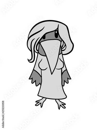 weiblich frau mädchen haare girl schön hübsch rabe krähe vogel küken vögelchen comic cartoon süß niedlich clipart design cool gemalt