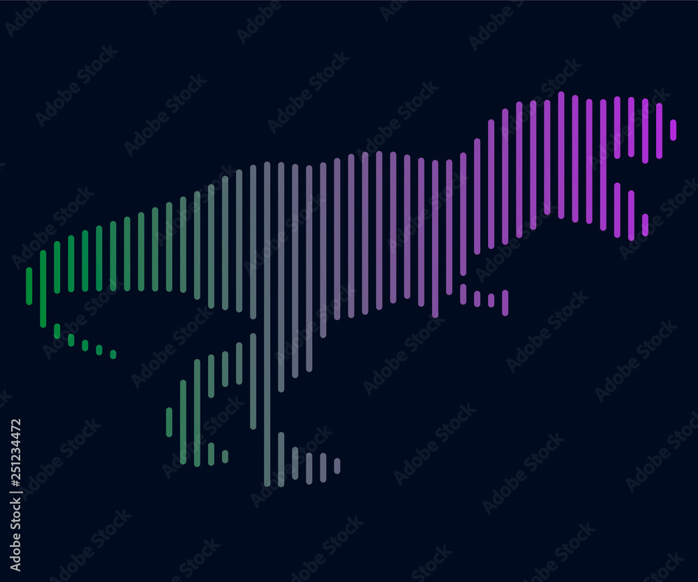 The linear illustration of a dinosaur. Logo The linear illustration of a dinosaur. Logo