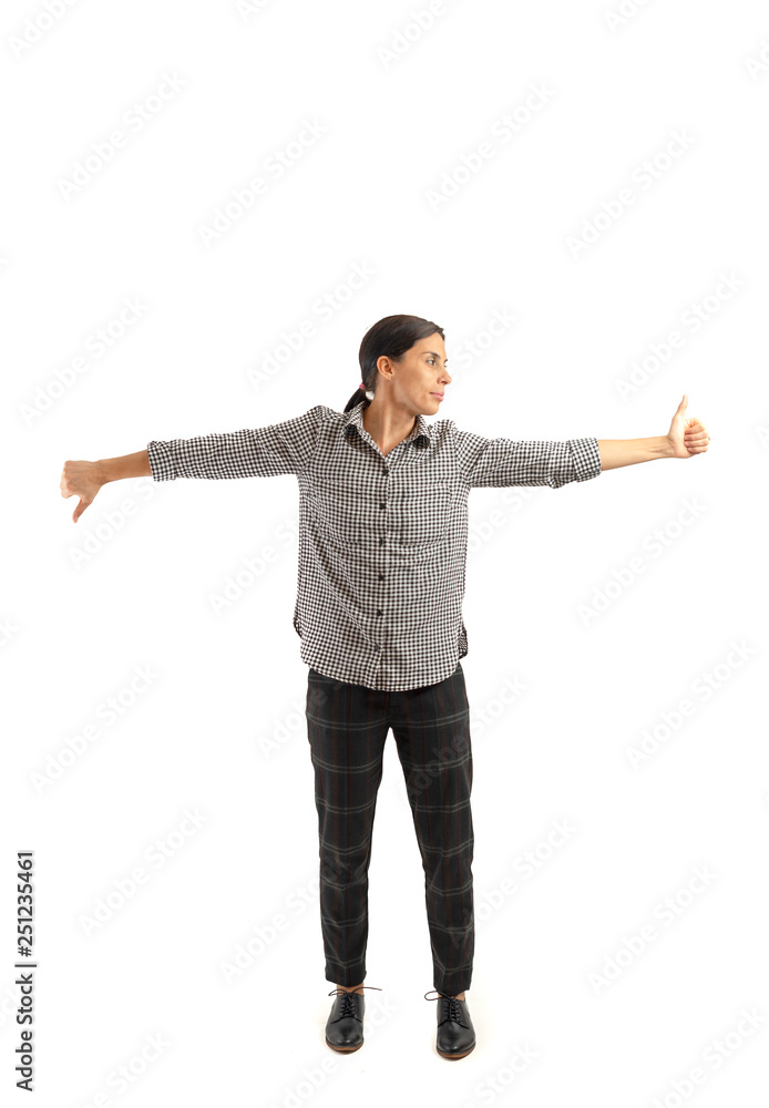 Young businesswoman isolated on white background doing exercises Young businesswoman isolated on white background doing exercises