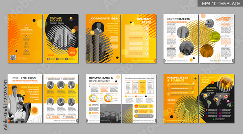 Brochure creative design. Multipurpose template, include cover, back and inside pages. Trendy minimalist flat geometric design. Vertical a4 format.
