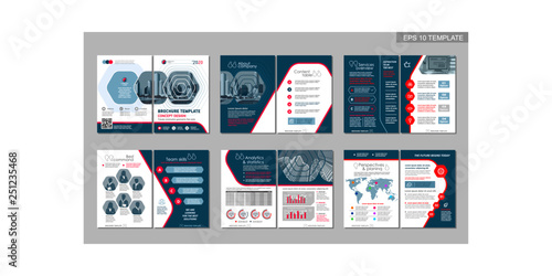 Brochure creative design. Multipurpose template, include cover, back and inside pages. Trendy minimalist flat geometric design. Vertical a4 format.