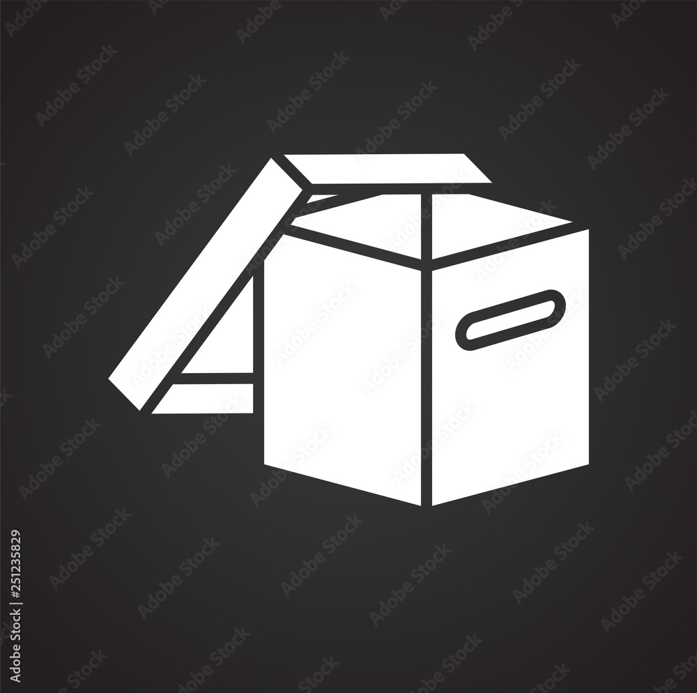 Box icon on black background for graphic and web design, Modern simple vector sign. Internet concept. Trendy symbol for website design web button or mobile app Box icon on black background for graphic and web design, Modern simple vector sign. Internet concept. Trendy symbol for website design web button or mobile app