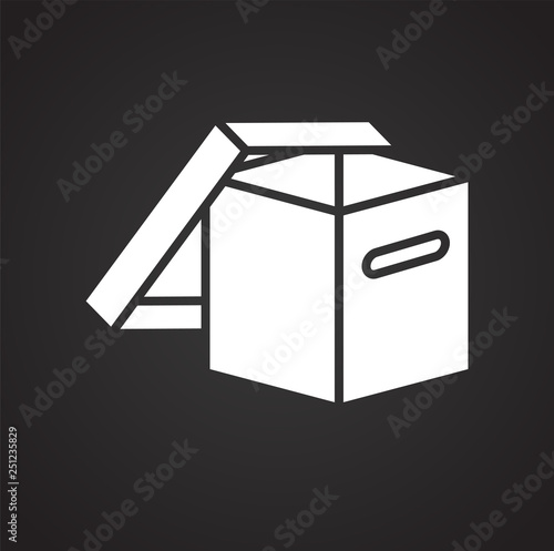 Box icon on black background for graphic and web design, Modern simple vector sign. Internet concept. Trendy symbol for website design web button or mobile app