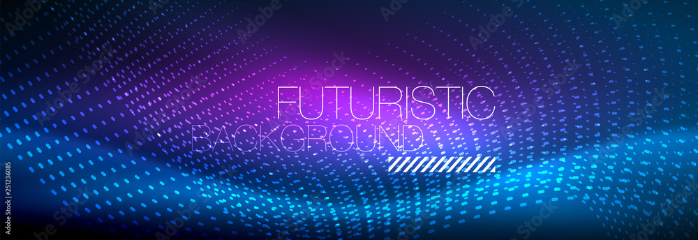 Glowing abstract wave on dark, shiny motion, magic space light. Vector techno abstract background Glowing abstract wave on dark, shiny motion, magic space light. Vector techno abstract background