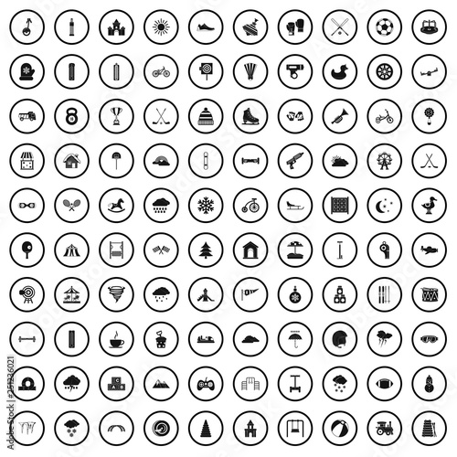 100 kids games icons set in simple style for any design vector illustration