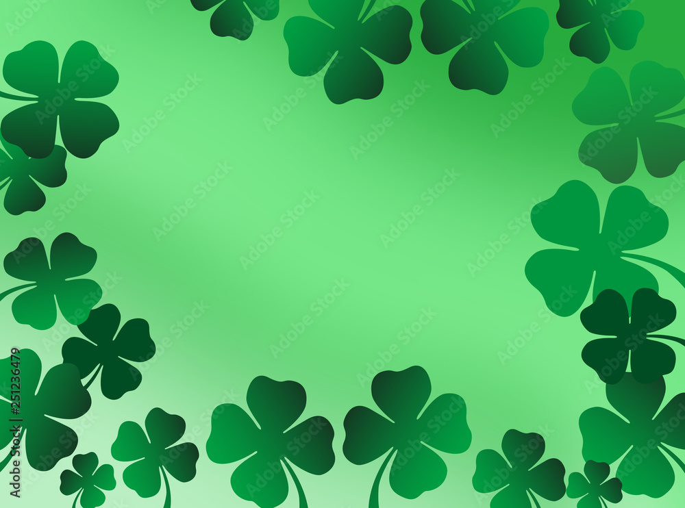 St patricks day greeting celebration background with shamrock flowers decoration - illustration with copy space for writing St patricks day greeting celebration background with shamrock flowers decoration - illustration with copy space for writing