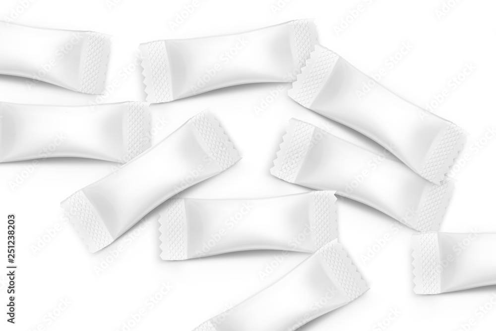 Naklejka premium Blank flow pack set. Vector illustration. It can be used in the adv, promo, package, etc. EPS10.