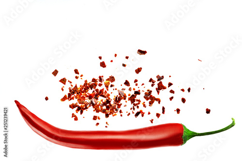 Red hot chili pepper isolated white background