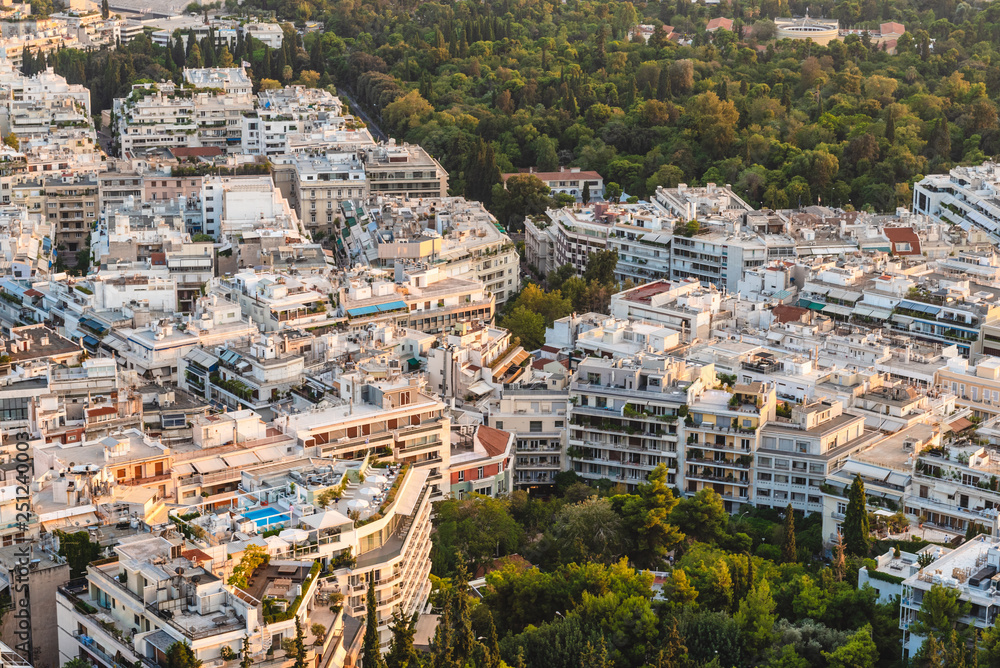 Naklejka premium View over the Athens in sunset time from Lycabettus hill, Greece.