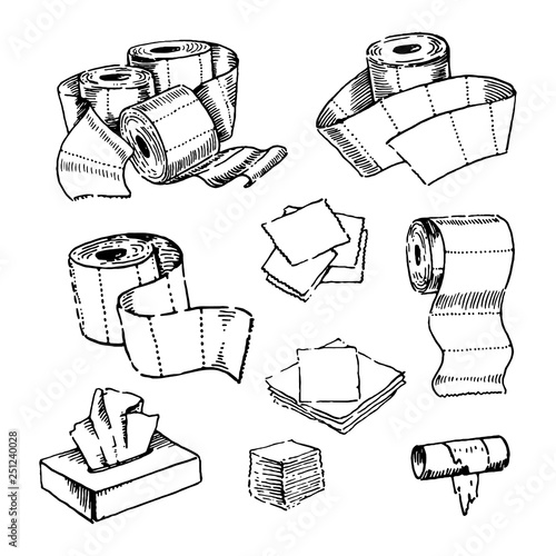 Vector illustration concept of Toilet paper hand drown illustration on white background