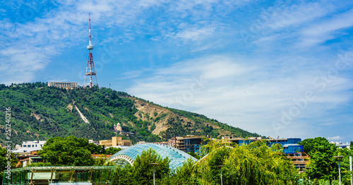 View on TV Broadcasting Tower on Mtatsminda Hill in Tbilisi, Georgia © streetflash