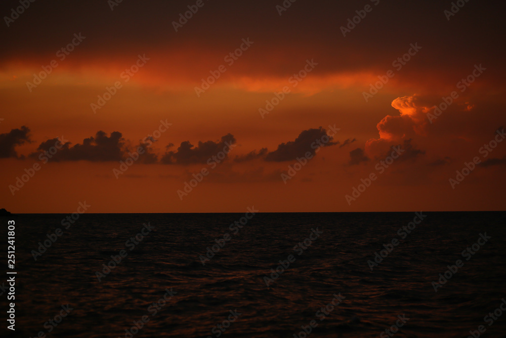 Fiery orange sunset over the sea