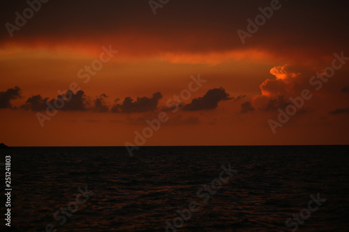 Fiery orange sunset over the sea