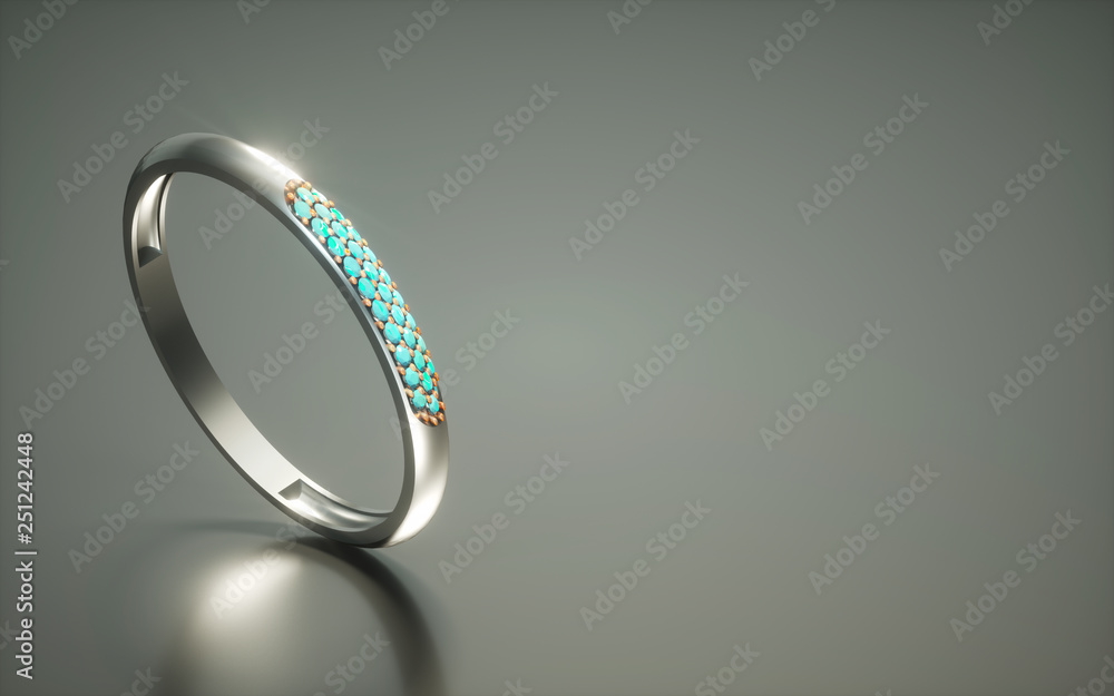 3D diamond ring on dark reflective background with copy space 3D diamond ring on dark reflective background with copy space