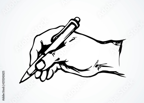 Writing hand. Vector drawing