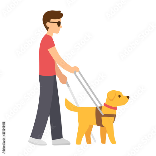Blind man with guide dog