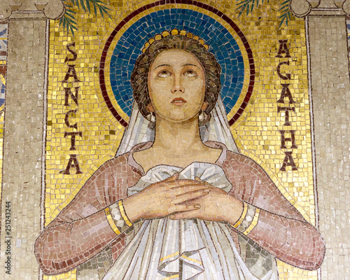 Image of Sancta Agatha in Santa Cecilia in Trastevere, 5th-century Roman Catholic church in Rome, Italy, photo
